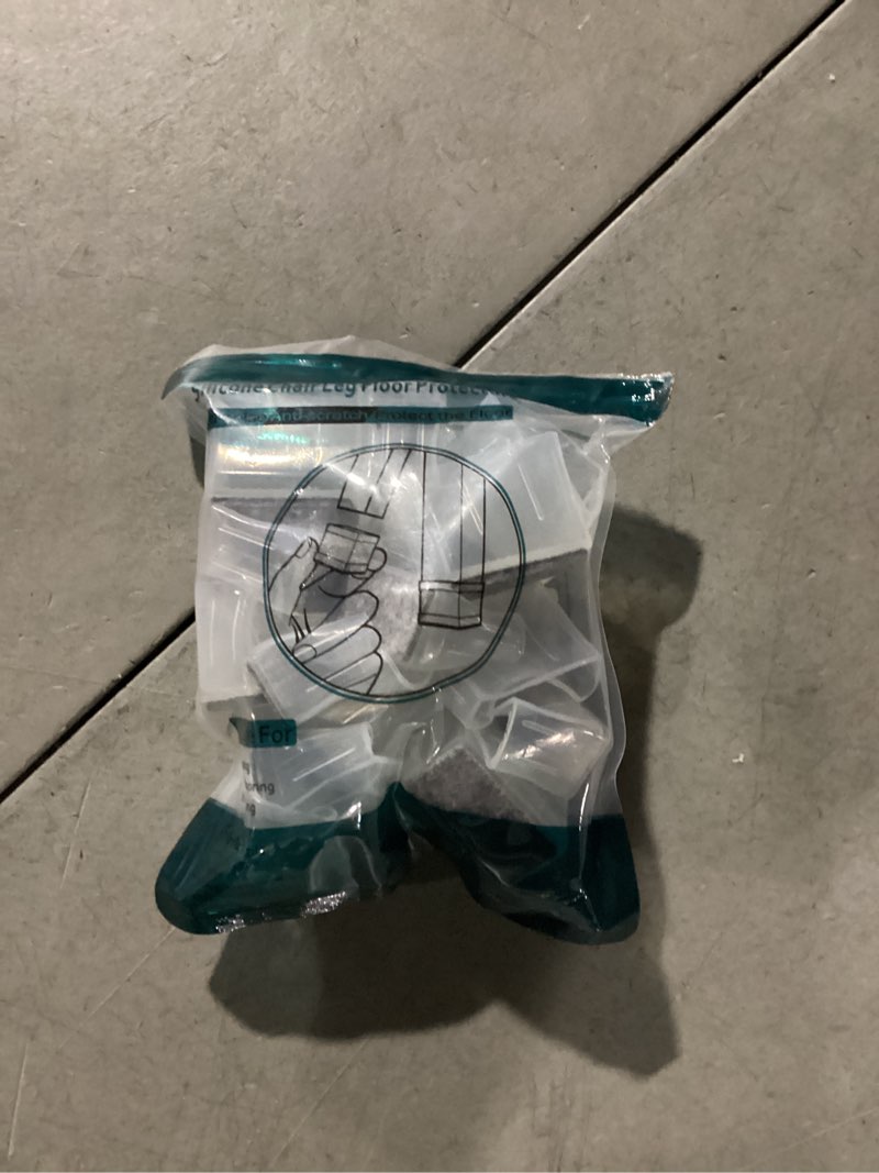Condition photo showing Good Condition for 0.75" x 1.5" rectangle chair leg protectors for hardwood floors, silicone covers to protect wood tile floors felt pads furniture leg caps reduce noise, easy to move.16 pcs clear. clear rectangle(0.75×1.5")