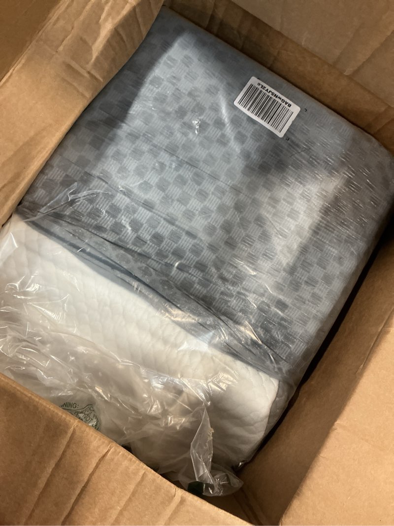 Condition photo showing As Is for leg pillow elevation blood circulation, leg wedge for elevation for swelling, leg elevating pillow for after surgery, memory foam foot knee pillow for back sleeping 23.6×16.8×8 inch white/grey 23.6*16.8*8 inch white/grey