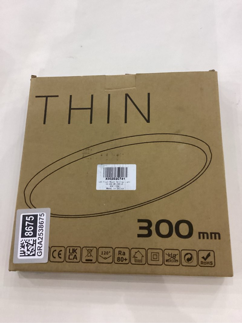 Condition photo showing New/Like New for 12 Inch LED Flush Mount Ceiling Light Fixture, 5000K Daylight White, 3200LM, 24W, Flat Modern Round Lighting Fixture, 240W Equivalent White Ceiling Lamp for Kitchens, Stairwells, Bedrooms.etc.