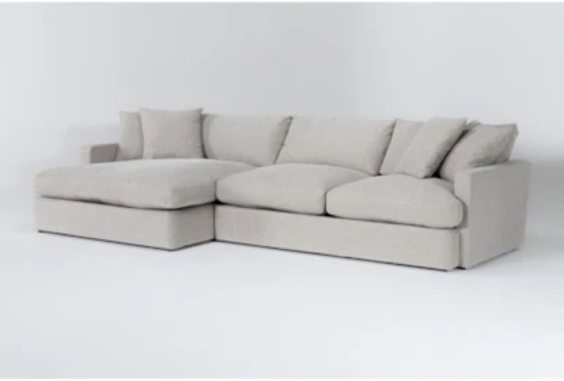 (Incomplete, Similar product, 2 boxes for pickup )Grand Down II 139\" Beige Fabric 2 Piece Sectional With Left Arm Facing Oversized Chaise