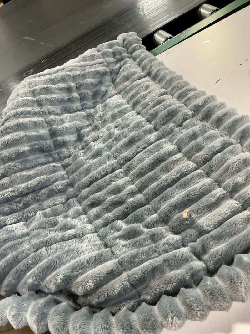 Condition photo showing As Is for Textured Faux Fur Reversible Throw Blanket - Threshold