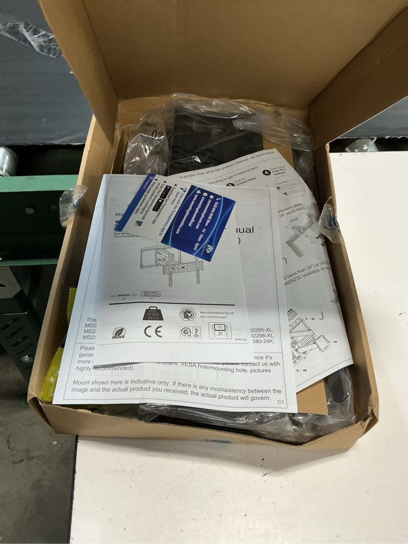 Condition photo showing Good Condition for mounting dream tv wall mount for 32-65 inch television,mount with swivel and tilt, full motion bracket with articulating dual arms, fits 16inch studs, max vesa 400x400 mm, 99lbs, md2380