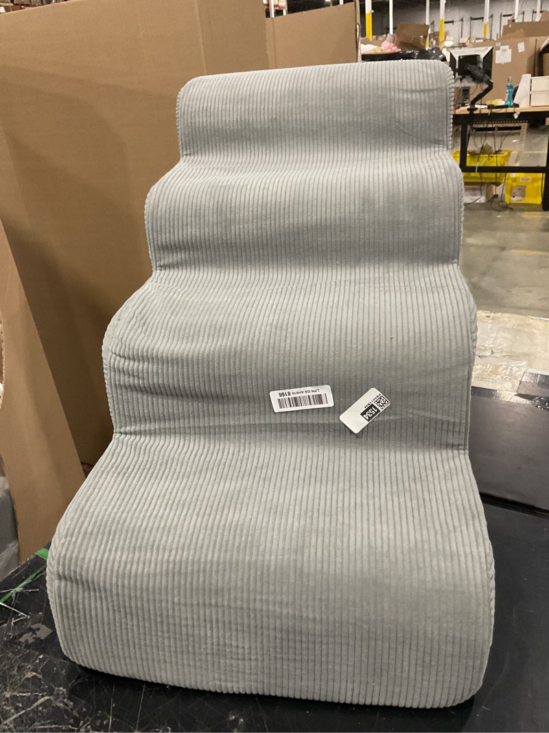 Condition photo showing Good Condition for mesa lemon dog stairs for small dogs and cats, 20" h 4 steps dog ramp for high beds, couch, sofa, waterproof pet stairs with removable washable cover, non-slip sturdy pet steps gray 4.0 4-step 20"h