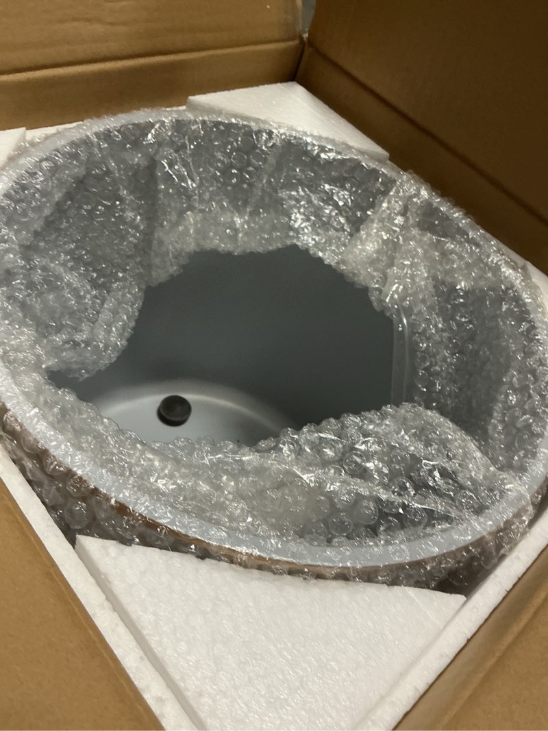 Condition photo showing Good Condition for 12inch Plant Pots with Wood Planter Holder Indoor Flower Pot with Gold Floral Embossed Modern Planters with Drainage Holes for Living Room, Office, Garden or Balcony Balck and Gold Leaf 12 Inches