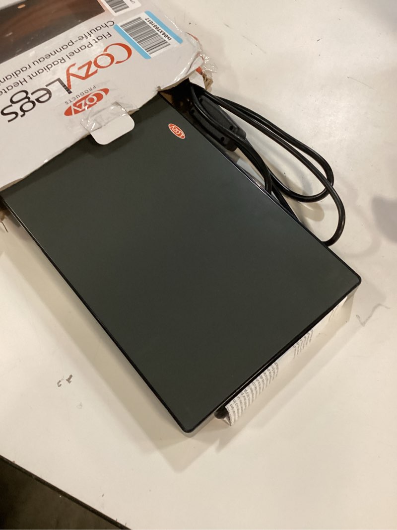 Condition photo showing New/Like New for Cozy Products New and Improved Cozy Legs, Flat Panel Space Heater for Home and Office, Portable Heater with Built-in Thermostat, 200-watt, Energy-Efficient, 19" x 13" x 5/8", 5 lbs., Black