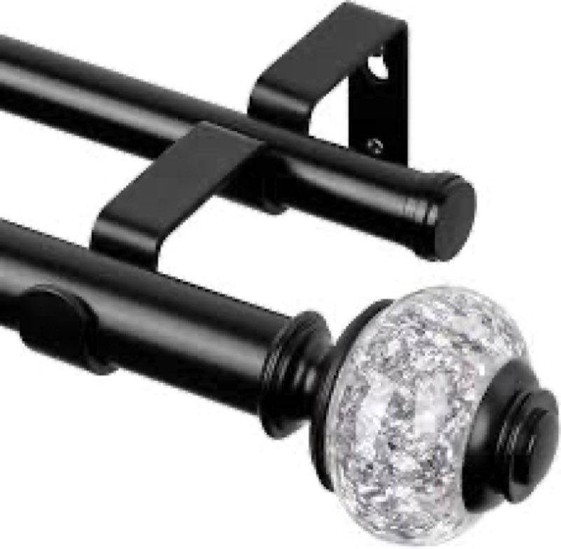 1 inch double curtain rods 72 to 144 inches (6 to 12 ft), usfook black drapery rods for windows, tel