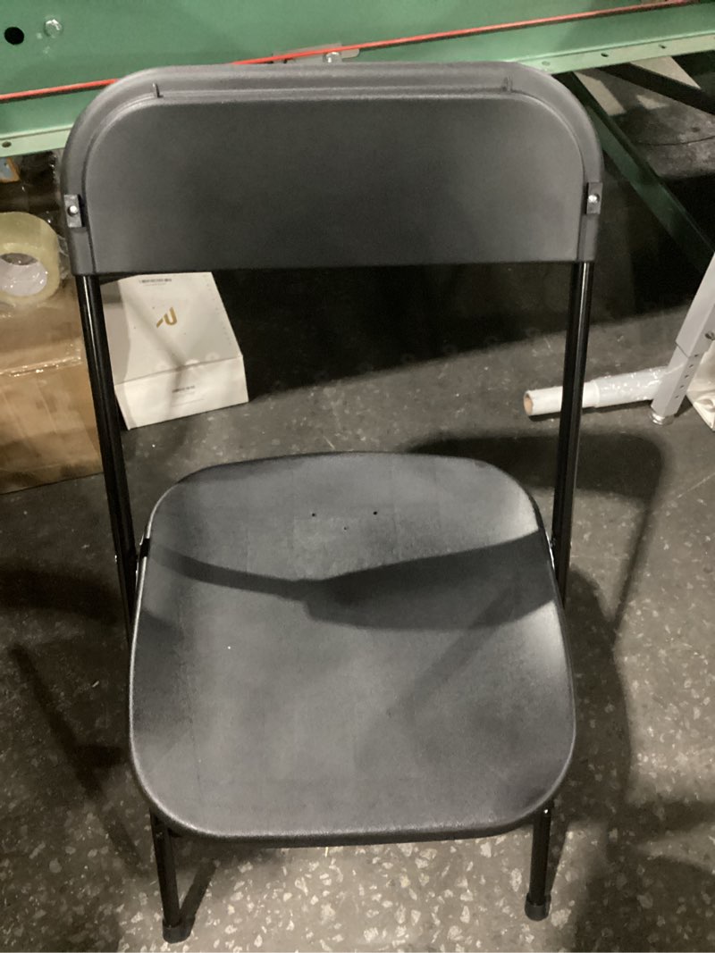 Condition photo showing As Is for Karl home 4 Pack Black Folding Chairs with Padded Seats for Outdoor & Indoor, Portable Stackable Commercial Seat with Steel Frame for Events Office Wedding Party, 330lbs Capacity
