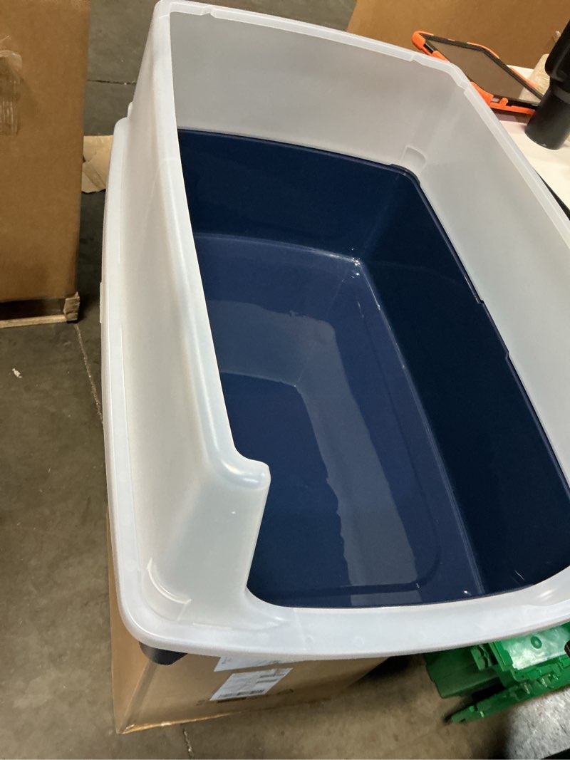 Condition photo showing Good Condition for inspired essentials  high sided open top cat litter box with scoop  navy