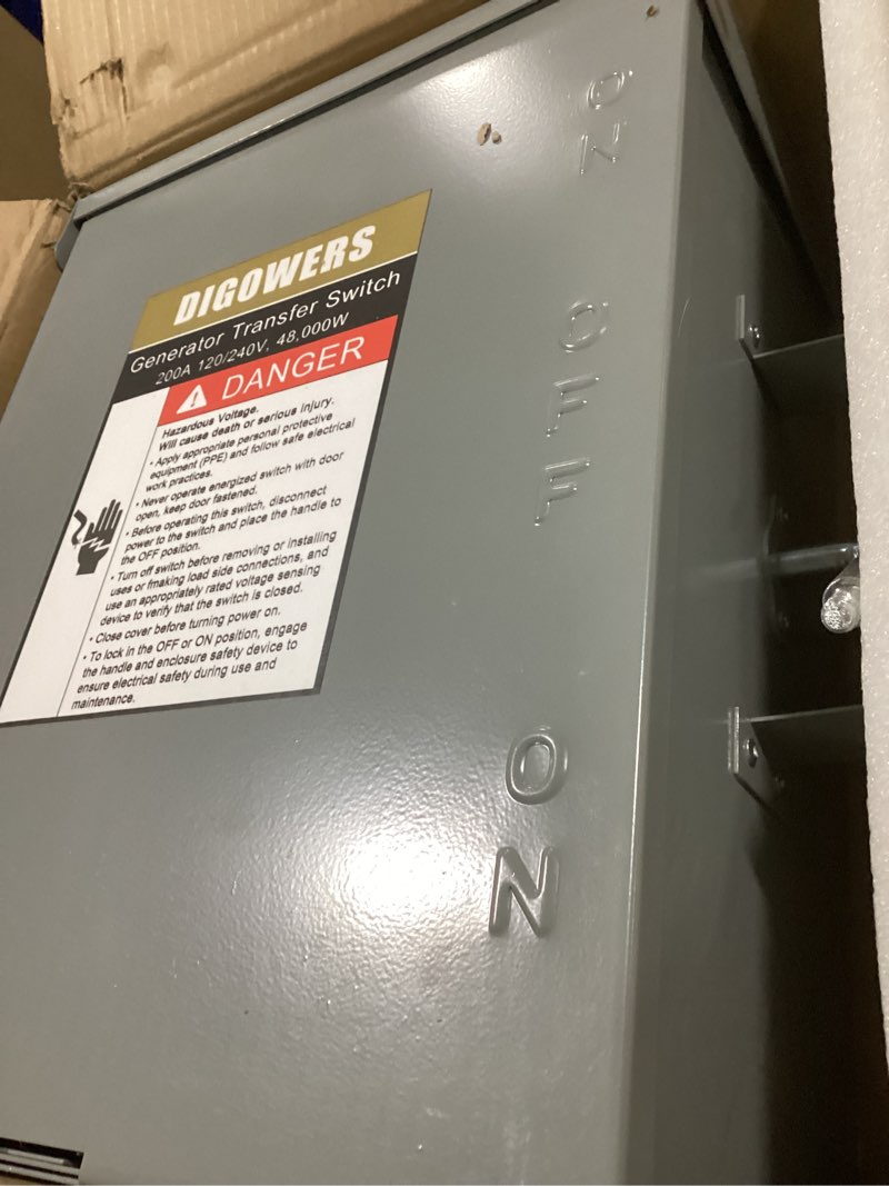 Condition photo showing New/Like New for Upgraded 200 Amp Generator Transfer Switch, Manual Transfer Switch 2 Pole 4 Wires, 120/240-Volt 48,000-Watt General-Duty Double Throw Safety Switch, Heavy Duty Safety Switch (200A-2P)