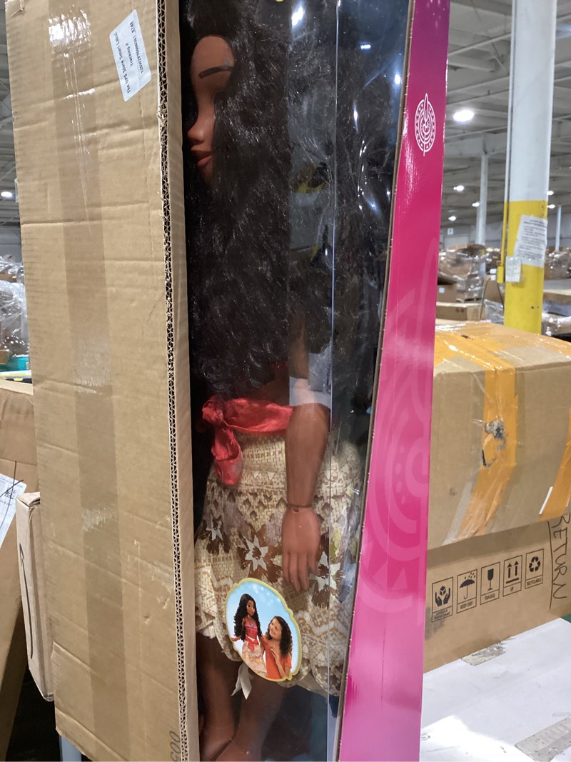 Condition photo showing New/Like New for disney moana doll 32" tall playdate perfectly poseable doll, includes hair comb, playdate moana fashion doll, moana doll stands 32 inches tall! great gift for girls