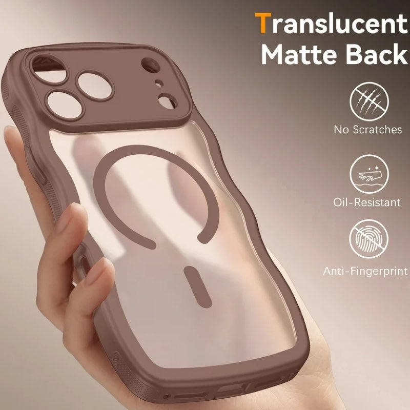 YINLAI iPhone 17 Pro Max Case Compatible with Mag-safe,Wavy Frame Hard Translucent Matte Back Shockproof Case for iPhone 17 Pro Max 6.9",Desert Golden