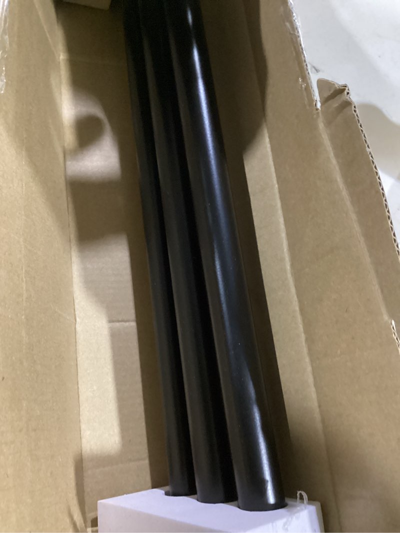 Condition photo showing Good Condition for tonial corner curtain rods, 32-86 inch center rod for window, 3/4 inch side rod for windows 20-82 inch decorative drapery rods with small cap finial, black black 32-86"(2 sided)