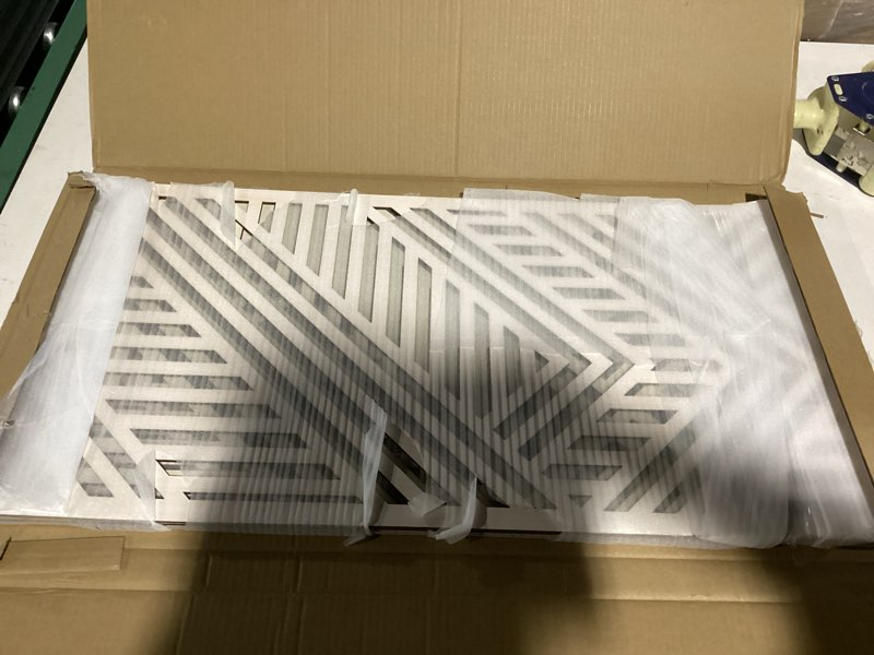 Condition photo showing As Is for BINCUE Geometry Boho Wood Wall Art 3 Panel with 3D Hollow Craft Art for Kitchen Bathroom Living Room Office Decor Lightweight Hanging Wall Art Decor