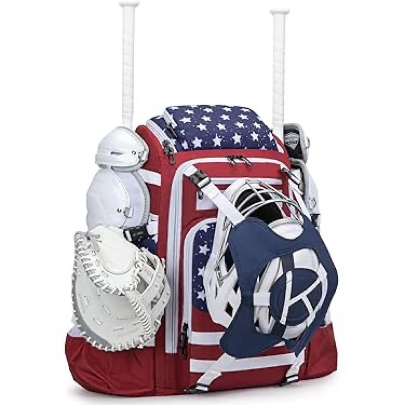 kavigor catchers gear bag, 80l baseball/softball backpack holds 2 sets of gear with shoe compartment, helmet holder & cooler pocket
