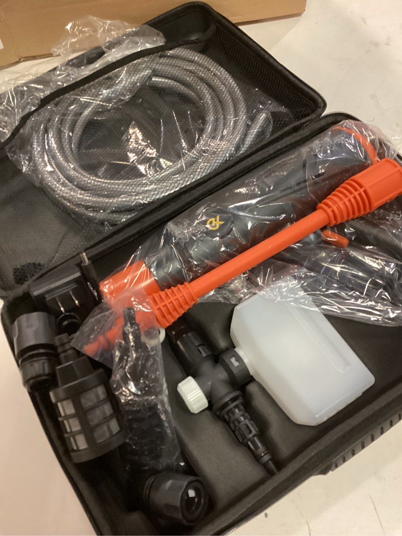 Condition photo showing Good Condition for EVEAGE Q7 Cordless Power Pressure Washer, MAX 1000PSI, 2.5GPM Adjustment Portable Power Cleaner, Rechargeable Battery Powered Handheld High-Pressure Washer Gun for Car, Home/Floor Cleaning Orange
