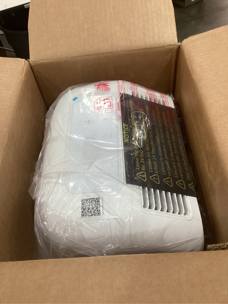 Condition photo showing New/Like New for knka 2500 sq.ft dehumidifier for basement with drain hose max 34 pints, dehumidifiers for home, bedroom, bathroom, large room, three modes, intelligent humidity control, dry clothes, 24hr timer