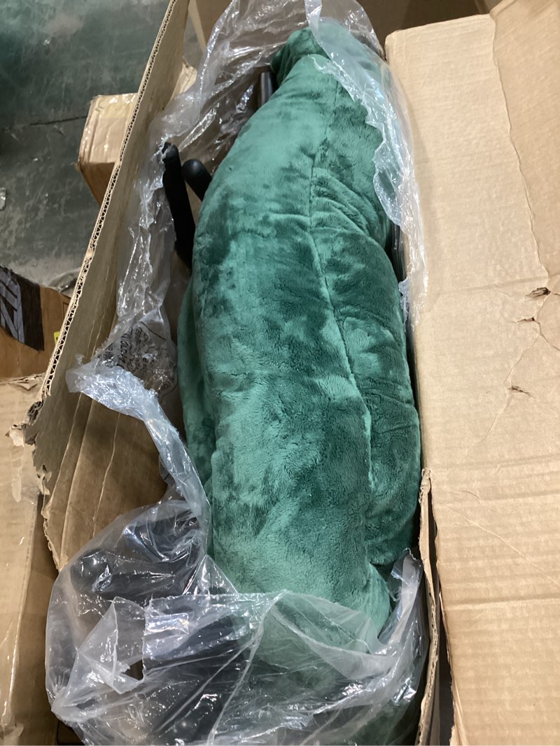Condition photo showing As Is for ( similar) Lazy Chair Thick Padded, Accent Chair Velvet Upholstered with Wide Seat, Stable Metal Frame and Non-Slip Pad, Modern Sofa Armchair with Side Storage Bag for Dorm, Room, Office, Green