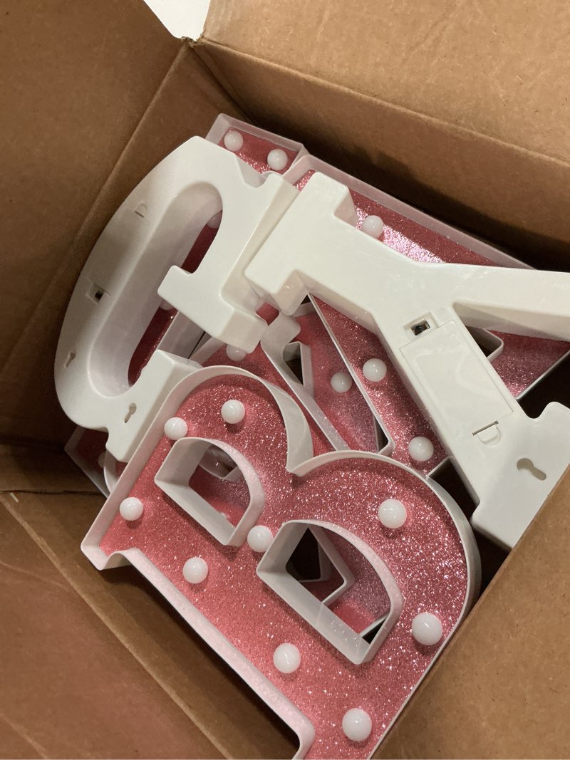 Condition photo showing Good Condition for set of 8 pink baby shower decoration for girl baby led letters party supplies light up letter battery operated letter for table centerpieces wedding valentines day decoration(8.7 inch)