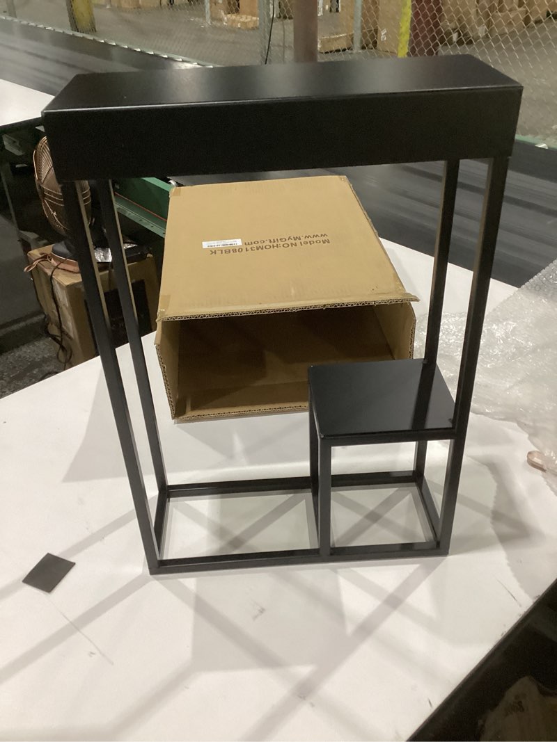  Wood Display Rack with Twisting Black Metal Legs