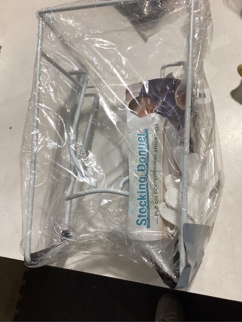 Condition photo showing As Is for zipcase large size stocking donner, sock aid tool to put on compression socks for large calves from 18" to 20" in circumference(compatible for jobst,sb sox,charmking,fitrell,bluemaple,coolover) white