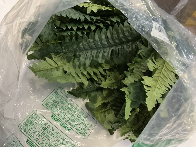 Condition photo showing Good Condition for tochgreen artificial ferns for outdoors set of 2 bouquets 30" diam large long silk artificial boston fern fake ferns potted faux bush plants for home garden porch window decoration (2pcs)