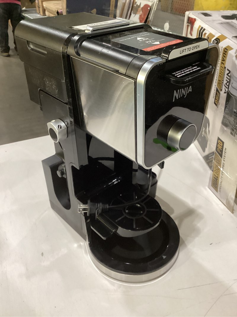 Condition photo showing As Is for Missing pot and water tank Ninja Drip Coffee Maker With K Cup Combo, DualBrew Pro Specialty Coffee System, Coffee Machine Compatible with K-Cup Pods, 12 Cup Single Serve Coffee Makers with Paper Filter, CFP301 Frother + Paper Filter