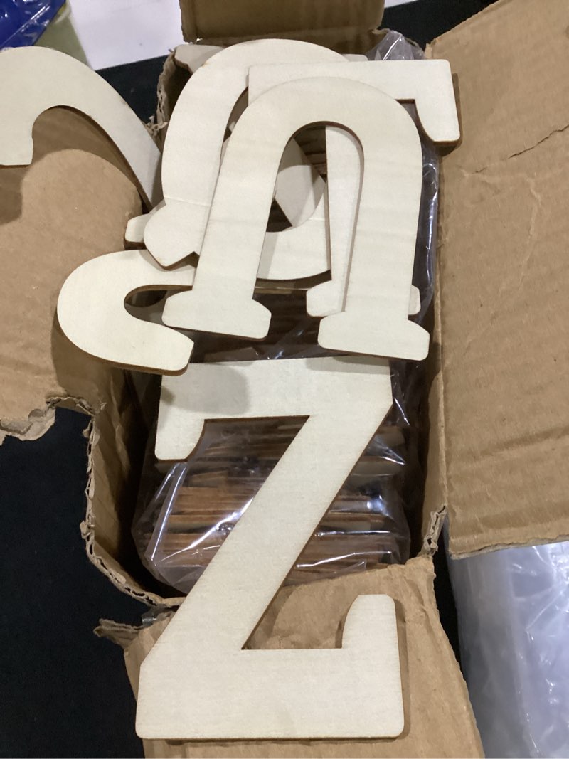 Condition photo showing As Is for 4 inch 94 pieces wooden letters unfinished wood alphabet letters for crafts with extras,wall decor
