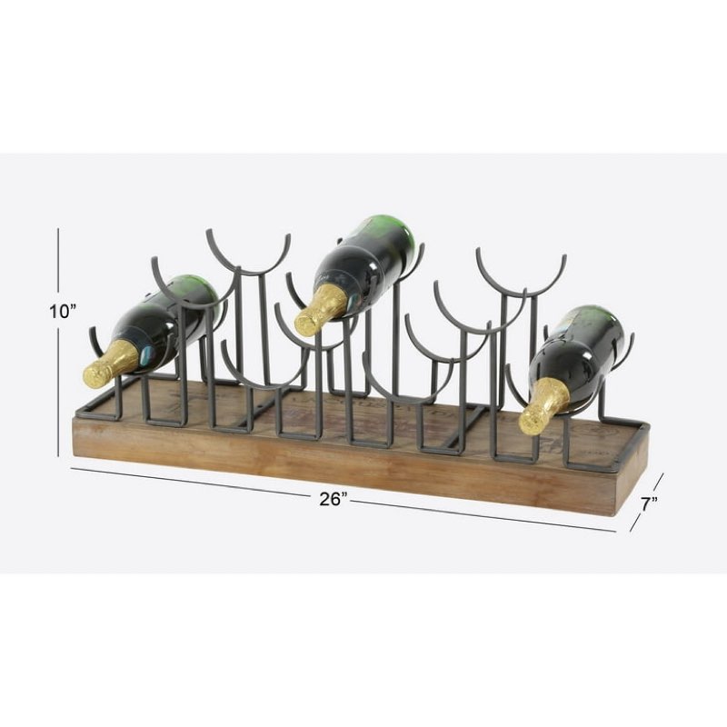 DecMode 26\" x 10\" Brown Metal 7 Bottles Wine Rack, 2- Piece