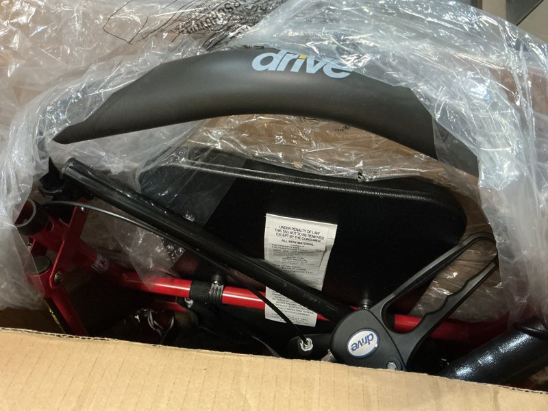 Condition photo showing Good Condition for drive medical rollator walker with seat - stable mobility support - height adjustable - durable steel frame construction - smooth 7.5" wheels - foldable frame - 350 lb limit - red