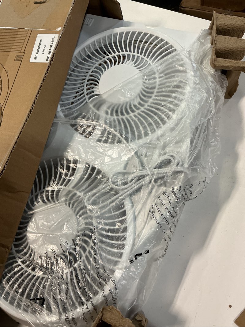 Condition photo showing Good Condition for shinic 9" twin window fan with reversible airflow, removable cover and bug screen, remote control, 3 functions-3 speeds, width adjustable (23.5" to 37"), bathroom kitchen window fan etl certified window fan with cover and bug screen white
