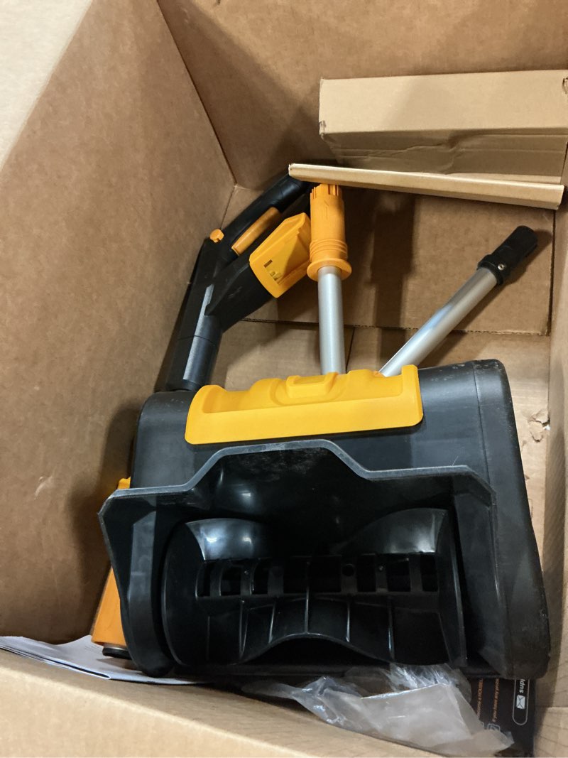 Condition photo showing As Is for Cordless Snow Shovel Compatible with DeWalt 20V MAX Battery (Tool Only), 11" Lightweight Electric Snow Blower with 20FT Max Throw & Adjustable Handle, Snow Thrower for Driveway, Deck, Patio & Steps Black+Yellow