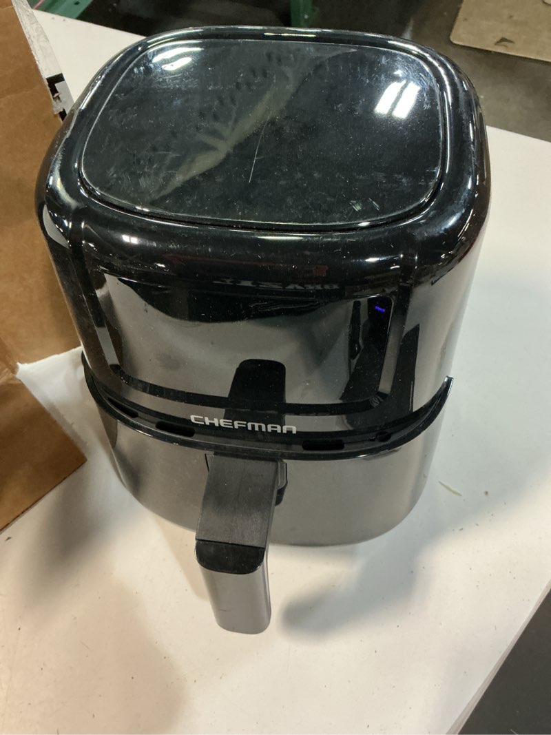 Condition photo showing Good Condition for chefman 2 qt mini air fryer – digital space-saving compact air fryer with nonstick and dishwasher safe basket, quick & easy meals in minutes, features digital timer and shake reminder – black 2 quart black