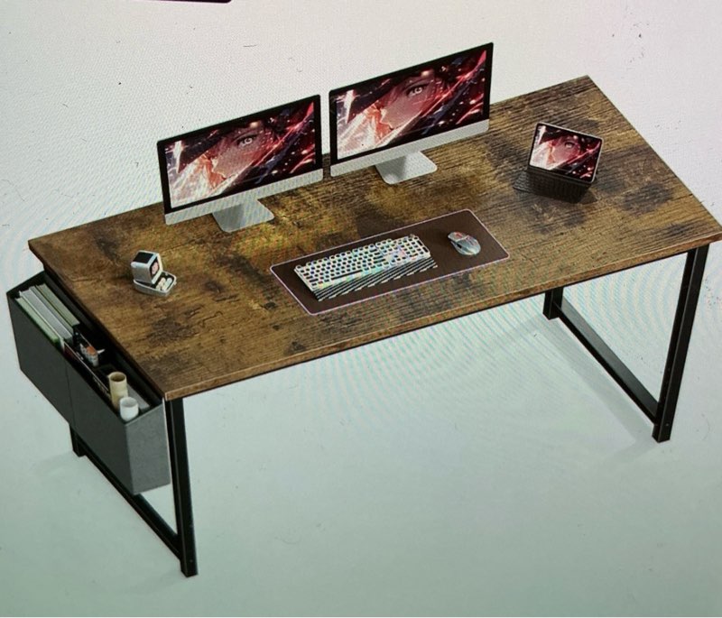 OLIXIS 55-inch computer desk, home office desk for small spaces, writing study work table for games with storage bag for bedroom