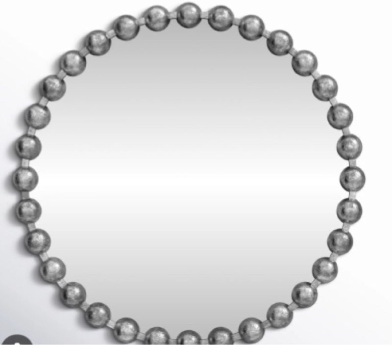 Marlowe beaded round metal wall mirror 