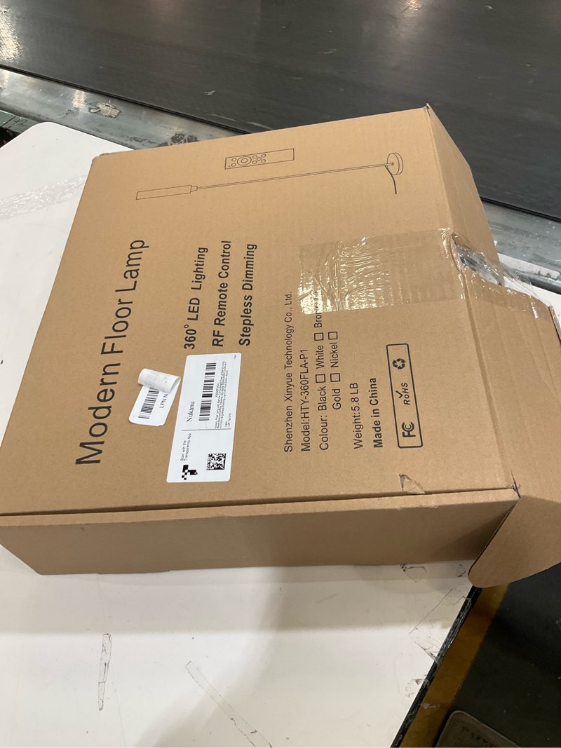 Condition photo showing As Is for floor lamp with remote control,bright floor lamps for living room/bedroom/office, stepless adjustable 3000k-6000k colors and 10-100% brightness,standing light with foot switch (black)