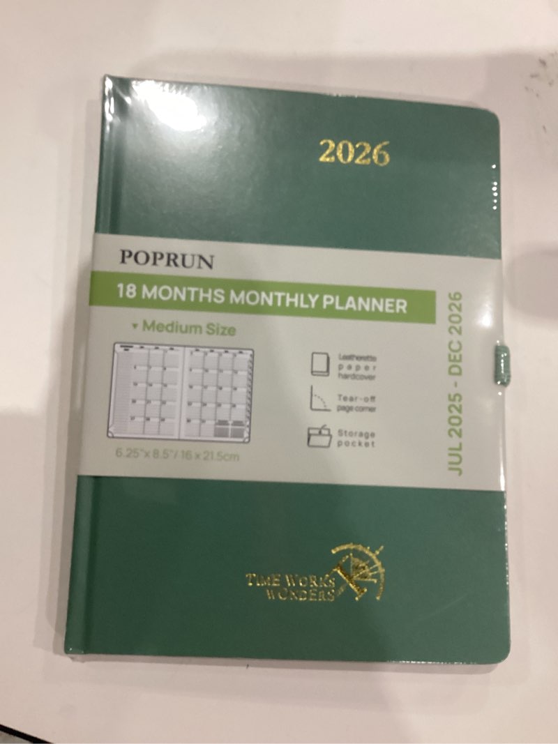 Condition photo showing New/Like New for POPRUN 2025-2026 Monthly Planner (A5 8.5" X 6.25"), 18-Month Calendar Book (Jul.25 - Dec.26) with Monthly Tabs, Hardcover, Inner Pocket, 100GSM Thick Paper -Midnight Green Midnight Green A5 Size-8.5" X 6.25" Jul.2025-Dec.2026