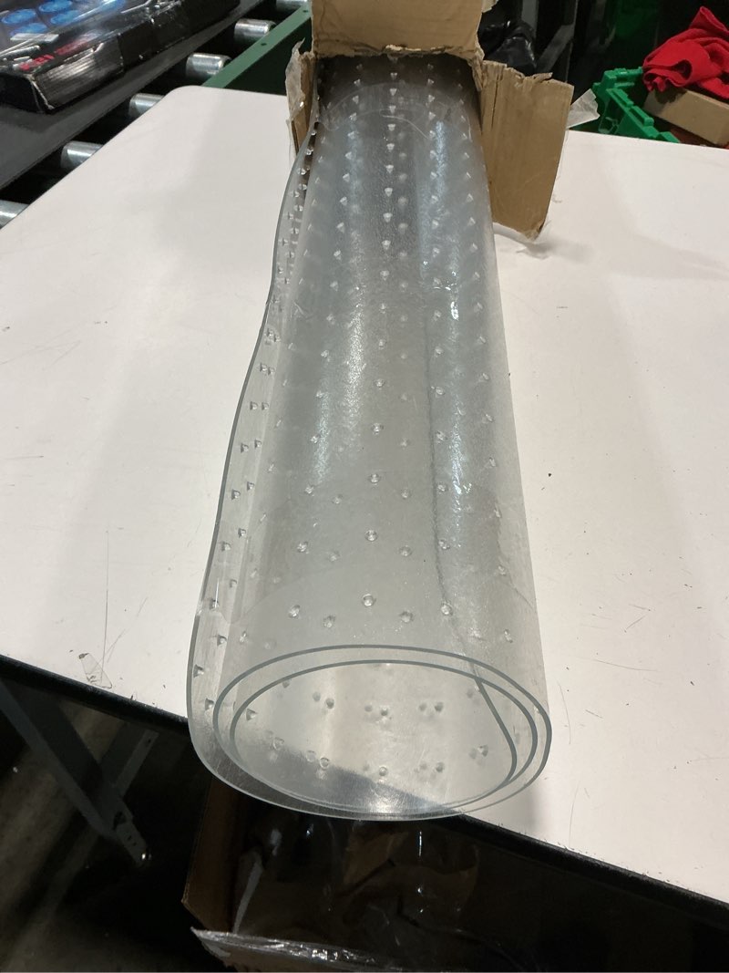 Condition photo showing As Is for LeapYouth Office Chair Mat for Carpets, Clear Desk Floor Mat for Low, Flat and No Pile Carpeted Floors, Thick and Sturdy Carpet Protector for Desk Chair (48'' X 36'' Rectangle)