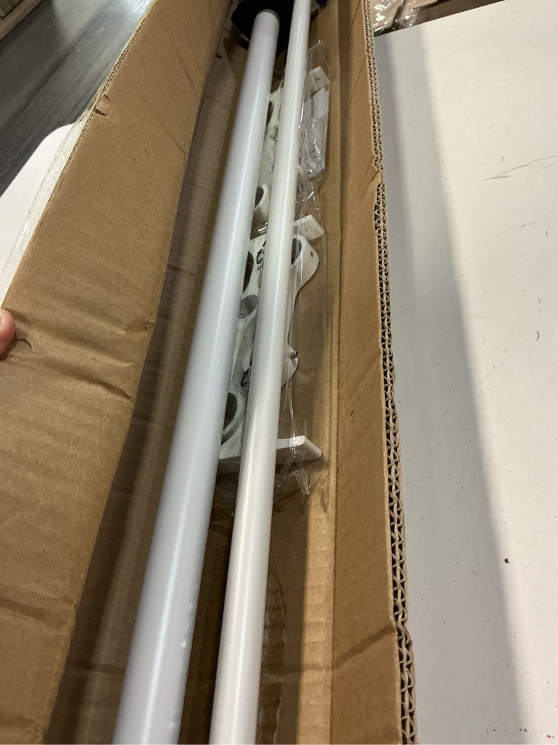 Condition photo showing New/Like New for Heavy Duty Double Curtain Rods With Cylindrical Cap Finials 36 to 72" Telescoping 1 Inch Diameter Front and 5/8 Inch Diameter Back Window Drapery Rod, Matte White Matte White 36-72"