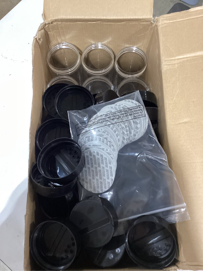 Condition photo showing Good Condition for zhehao 36 pcs 16 oz plastic spice jars containers with black cap large spice bottles with shaker lids for kitchen storage seasoning powder herbs cabinet