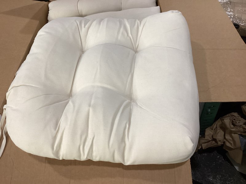 Condition photo showing Good Condition for funhome water-repellent tufted seat cushions set of  5 outdoor chair cushions for patio furniture 19 x 19 x 5 inch patio cushion for rocking, camping, kitchen chairs-cream white cream beige