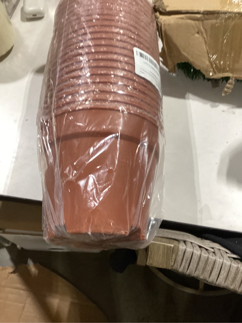 Condition photo showing Good Condition for swinduck 20 pack 6 inch plant pots with drainage and saucers, plastic flower pots for indoor and outdoor plants, stackable nursery planters for houseplants and herbs, terracotta
