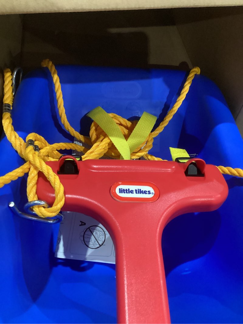 Condition photo showing As Is for little tikes 2-in-1 snug  n secure blue swing for baby and toddlers  ages 9 months - 4 years