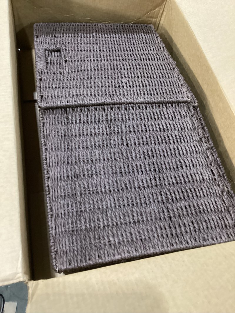 Condition photo showing Good Condition for Handwoven Paper Woven Cube Basket Organizer with Handles set of 4 Foldable Storage baskets for Bedroom Living Room Cubby Storage Units for Clothes Books Toys (Brown, 13" L x 13" W x 13" H) Brown 13" L x 13" W x 13" H
