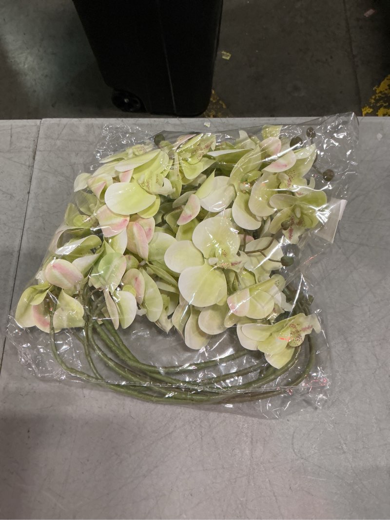 Condition photo showing New/Like New for fagushome 32 inch artificial phalaenopsis flowers 6 pcs artificial orchid flowers stem plants for home décor (light green), fh1000143