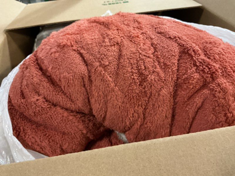 Condition photo showing item condition for Joyreap 3-Piece Fluffy Faux Fur Sherpa Comforter Set, Queen Size Brownish Red Luxury Tufted Bedding Comforter Set, All Season Soft n Cozy Plush Comforter Bed Set- 88x88 inches Brownish Red Queen (88"x88")