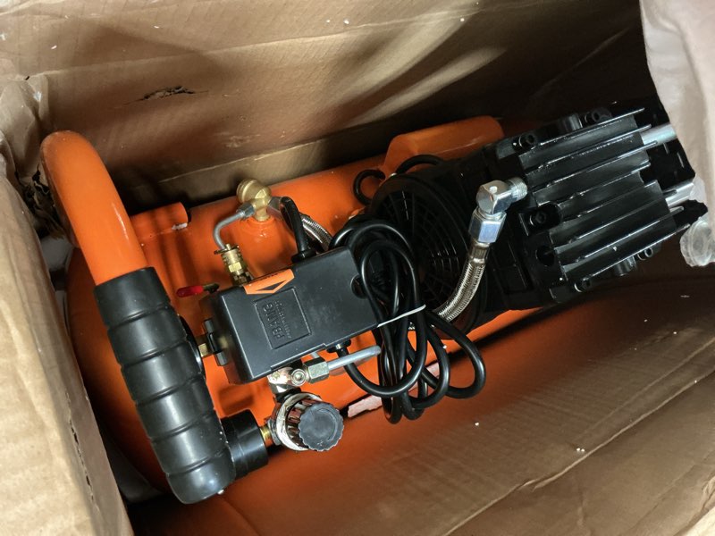 Condition photo showing Good Condition for fornax 8 gallon air compressor, 1hp 2.2 cfm, max 125 psi oil-free air compressor tank, 70 db ultra quiet compressor for nail guns, tire inflation, and diy home projects