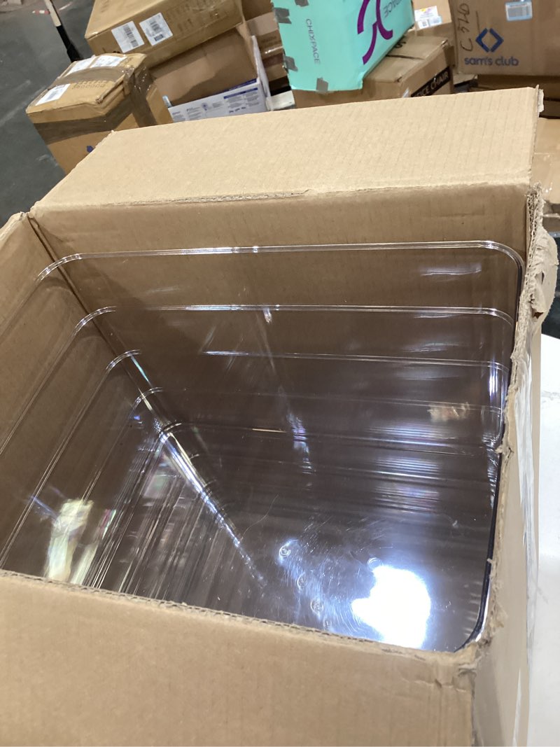 Condition photo showing Good Condition for Clear plastic storage bins with LIDS,storage containers for snacks, cosmetics, books, dog food, Storage Organizer for Nursery?Kitchen, Living room,Bedroom, Bathroom, Office (clear, 4XL) 4XL clear