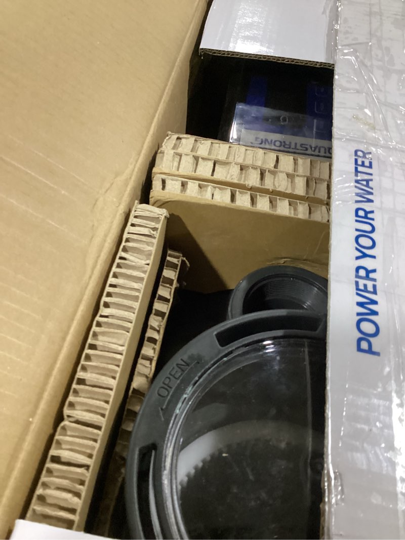 Condition photo showing As Is for aquastrong 2hp above/in ground pool pump high flow self primming swimming single speed pool pump, 8200gph, 115v, midnight blue