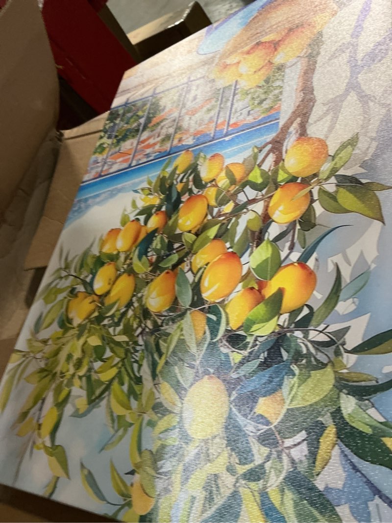 Condition photo showing Good Condition for zqqart lemon pictures for wall kitchen fruit wall decor yellow citrus with blue pottery canvas prints for dining room farmhouse framed(blue,24l x 16w) blue 24l" x 16w"