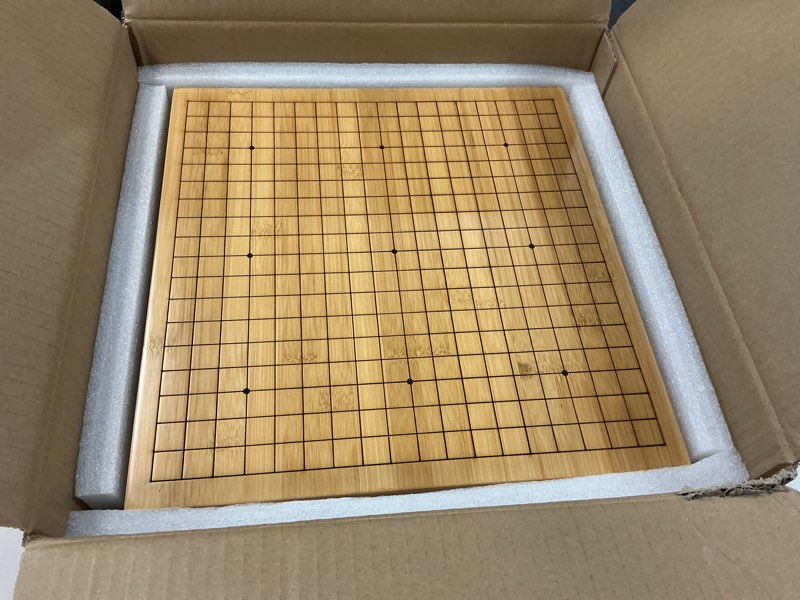 Condition photo showing Good Condition for Bamboo Go Game Set – 12.6 x 12.2-Inch Wooden Board with Pull-Out Storage Drawers & Double Convex Melamine Stones – Full-Size Baduk/Weiqi Strategy Game by Yellow Mountain Imports